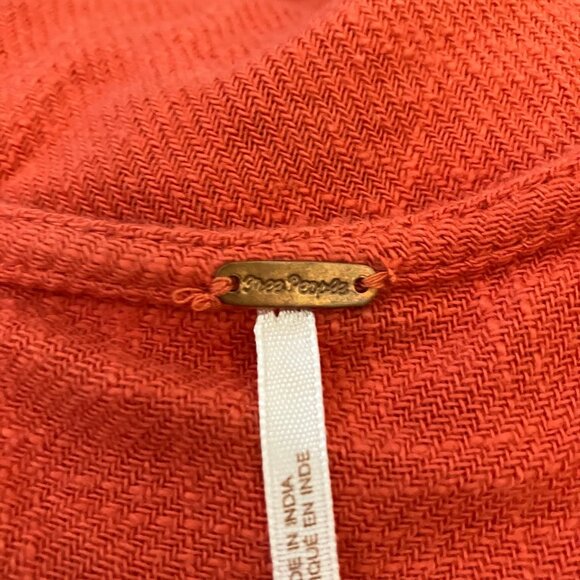 Free People More Than a Mini Dress Coral Orange Gauze Cotton Small Boho Beach - Picture 10 of 12